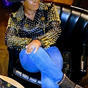 Studded Motto Vega Leather Jacket